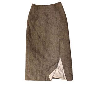 Vintage Oraz tweed wool front slit pencil skit with belt loops and hidden back z